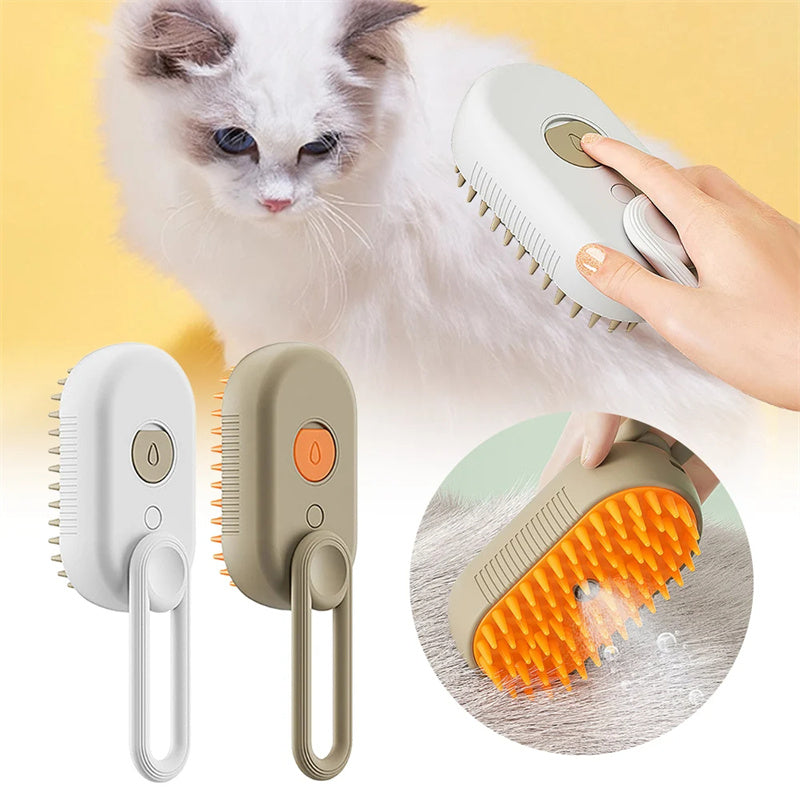 Steam Brush "Steamy" for Cats and Dogs - 3 In 1 Electric Spray